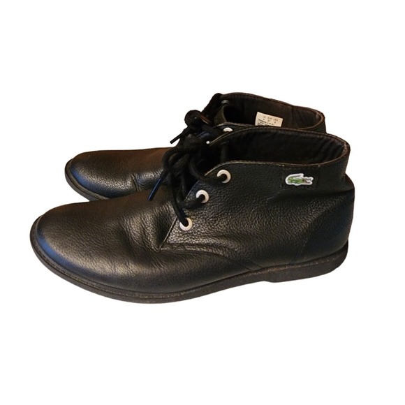 Lacoste Sherbrook Hi Black Leather Youth Size 5 - Women's Size 6.5 Ankle Boots - Picture 1 of 7